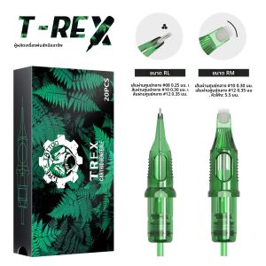 เข็มสักลาย T-rex 20 ชิ้น แบบตลับ RLRM ปลอดเชื้อ เข็มสักลายแบบโรตารี่ สำหรับเขียนเส้น ขนาด 0.25 มม. 0.3 มม. 0.35 มม.