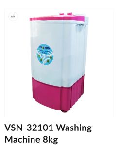 VISSION APPLIANCES SINGLE TUB WASHING MACHINE 8KG BLUE AND PINK