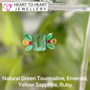 Natural Gemstone Green Tourmaline Emerald Yellow Sapphire Ruby (Gembox8016)