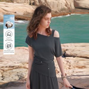 3COLOUR·S | New Autumn Off-Shoulder T-shirt Vest Dress Two-Piece Set