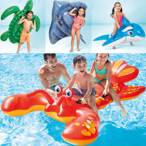 Inflatable Water Toys Childrens Turtle Flamingo Yellow Duck Unicorn Floating Bed Swimming Ring Fun Inflatable Ride on Pool Accessories