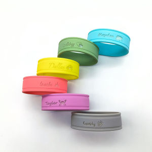 Custom Bottle Label Kids Cup Silicone Band Engraved Name Band for Water Bottle Sport Bottle Label Sippy Cup Label Daycare Bottle Label
