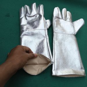 Sarung tangan glove alumunium Aluminized pelindung benda panas dan cairan 15 inchi set
