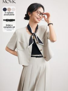 MOVK | Bộ Áo Blazer Tay Ngắn Kiểu Phỏng Vấn Mỏng Ôm Sát