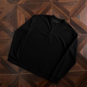 WUKONGYOUHUO | Áo Thun Cổ Henley Tay Dài Form Rộng