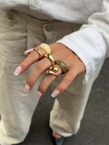 Ingemark | Ingemark 5Pcs/Set Y2K Boho Resin Acrylic Finger Rings for Women New Trend Vintage Alloy Adjustable Ring Daily Couple Jewelry Men