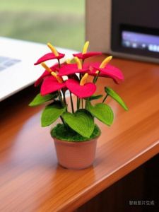 Anthurium Andraeanum Lind Potted Handmade DIY Woven Wool Flowers Material Package Festive Gift Artificial Flower Finished Bouquet