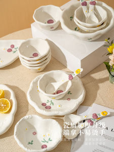 Bộ Đĩa Bát Sứ Cao Cấp Tinh Tế Bộ Đĩa Sứ Màu Underglaze Phong Cách Chén Ăn Chịu Nhiệt Họa Tiết Rau Quả