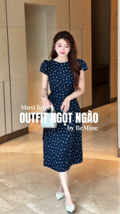 [DUY NHẤT 10-12.10-VOUCHER 40K]Đầm thiết kế BEMINE cổ tròn nhún eo có dây nơ dáng chữ A phù hợp đi làm-B729