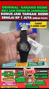 CASIO ORIGINAL - CASIO F-200W-1A - Hitam - Karet - Jam dunia JD17ST # Jam Tangan Pria Cowok Anti Air Digital Analog + CASIO F 200W 1A F-200W 200 W F200 F-200 F200W $ WR0 STR SD7 HT7