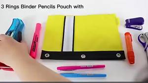 Zippered Binder Pencil Pouch Pen Case Stationery Multicolored B5 File Holder PVC With 3 Rings Pencil Case Folder File Package