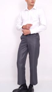 Celana Kantor Warna Abu Tua Model Formal PRIA Bahan Mengkilap/Metalic Reguler Slim Fit