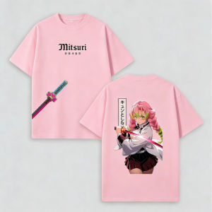 Bandai | Mens Demon Slayer Mitsuri T-Shirt Navy Blue Kanroji Anime Graphic pure Cotton Tee for Casual Otaku Daily Streetwear Campus Home