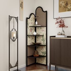 Vintage Corner Bookshelf Cabinet