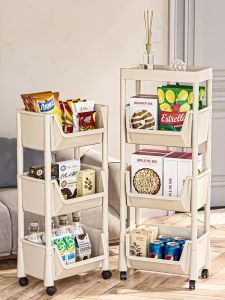 ตู้เก็บของหลายชั้นแบบเคลื่อนที่พร้อมล้อสำหรับห้องนอนและครัว อุปกรณ์จัดระเบียบในครัวเรือน วัสดุพลาสติก ผลิตจากจีนแผ่นดินใหญ่