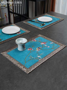 New Chinese Style Placemat Heat Insulation Mat Teacup Mat Cotton Linen Fabric Hotel Restaurant Heat Insulation Anti-Scalding Table Mat Coasters Meal Pad