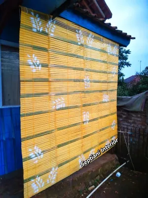 Tirai bambu berkualitas cat motif kere penutup teras untuk pemisah ruangan