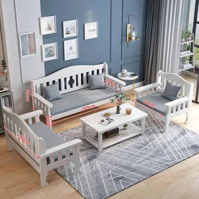 Compact Affordable Wooden Living Room Sofa Set