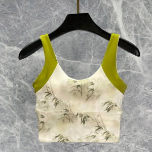 High-End Womens Yoga Fitness Set Three-Piece Long Sleeve Printed Sports Bra And Pants Shock Absorption Quick Dry Slimming