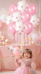 【Ready Stock】22pcs Bow Balloons Set White Pink Ribbon Aesthetic Girls Birthday Baby Shower Christening Party Decor Globos Mura