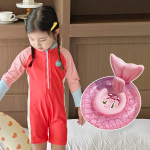 Childrens One-Piece Swimsuit Girls Speed Dry Swimming Costume Professional Training Student Swimwear Sunscreen Leisure Surf Suit