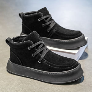 Mens Winter High-Top Hiking Boots Outdoor Tactical Waterproof Non-Slip Heightening Martin Boots Work Short Boots