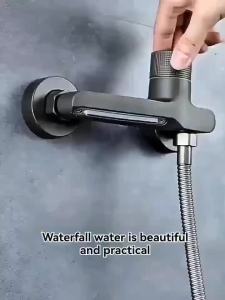 Modern Bathroom Faucet - Wall-Mounted Bathtub/Shower Mixer Tap with Hot & Cold Control Concealed Valve Matte Black Finish for