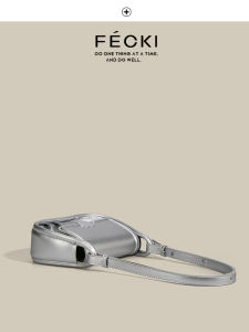 Fecki Spring High Quality Silver Underarm Bag Womens New 2025 Single Shoulder Crossbody Bag Modern Neutral Style Small Square Bag