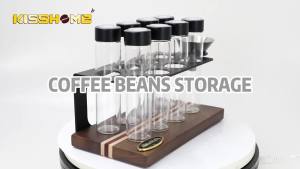 AliKisscafe Hạt Cà Phê Hộp Đựng Bộ Đựng Đồ Dùng Một Lần Ống Thủy Tinh Đựng Gia Vị Trà Hộp Đựng Cho Espresso Barista Phụ Kiện Nhà Bếp