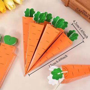 10-30pcs Easter 3D Carrot Treat Boxes Cookie Candy Cases Cardboard Box Paper Gift Container for Easter Birthday Party Supplies