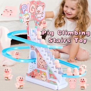 Childrens Electronic Educational Toy Duck Penguin Climbing Stairs Track Toy
