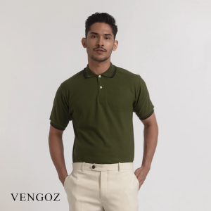 VENGOZ Polo Shirt Pria Premium - Mens Twin Tipped Polo Shirt Army
