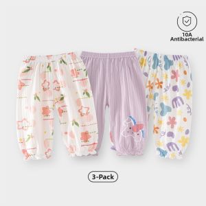 TONGLIANCHUXIN | Insect Repellent Cotton Summer Pants for Boys and Girls 3 Pieces