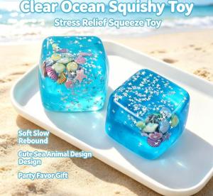 8 ocean world water droplet decompression toys in stock soft and elastic marine animal squeezing toys party gifts