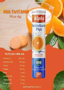 Sủi vitamin c alpha multivitamin tuyp 20 viên tăng cường sức đề kháng