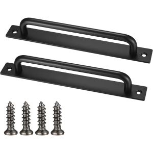 2 Pcs Exterior Interior Door Handles with Screws Black Door Pull Handles Aluminium Alloy Handles for Kitchen Closet Door New