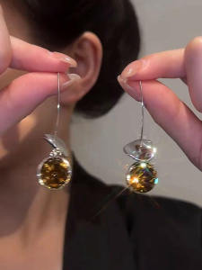 Retro Geometric Crystal Long Tassel Earrings Versatile Luxury Design Trendy Accessory Womens Fashion Jewelry Earrings