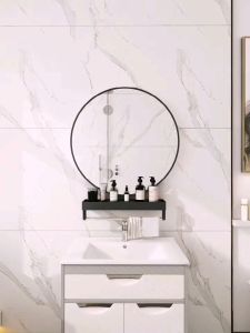 ชุดกระจกห้องน้ำ 40/50/60 ซม กระจกห้องน้ำติดผนัง กระจกห้องน้ำทรงกลม กระจกแต่งหน้า กระจกทรงกลมพร้อมชั้นวางของ สองวิธีการติดตั