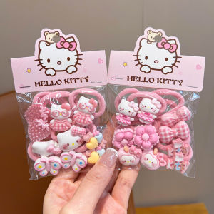 Cute Cartoon KT Cat Butterfly Knot Hair Ties for Kids Baby Girls Non-Damaging Hair Bands Hair Accessories Childrens Fashion