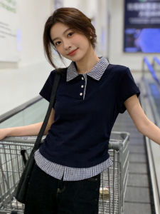 JIAOZAO | Áo Thun V-neck Faux-layered Màu Đối Chọi