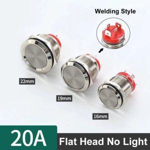 16/19/22mm Metal Push Button Switch 20A High Current IP67 Waterproof LED Light Momentary Car Engine Power Switch Red