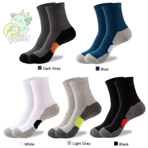 A7 Kaos kaki Olahraga panjang Diatas Mata kaki Warna Polos Pria Wanita Dewasa