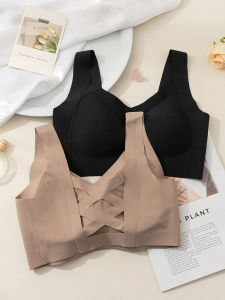 plus Size Sports Bra Latex Seamless Thin Backless Anti Sagging Underwear for Heavy Women Comfortable Nylon Full Cup Bra