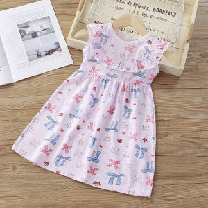 Váy Mùa Hè Cho Bé Gái Bằng Vải Cotton Nguyên Chất Váy Công Chúa Mỏng Cho Bé Gái Váy Chữ a Tay Ngắn Thoải Mái Cho Bé Gái