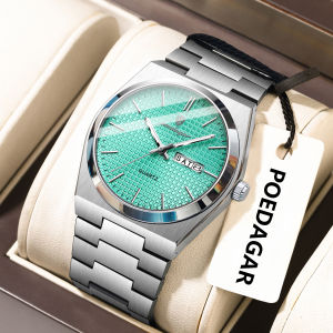 POEDAGAR Luxury Fashion Male Watch Stainless Steel Waterproof Luminous Mens Quartz Watches Casual Date Week Wristwatch For Men