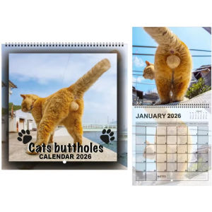 Cats Buttholes 2026 Calendar Humorous Design Funny Gag Gift for Cat Lovers Hanging Daily Schedule Organizer Home Office Decor