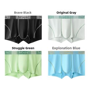 Miiow | Mens Antibacterial Cotton Underwear Breathable Sports Boxer Shorts Mid Waist Simple Style Pure Color Youth Suitable