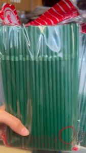 หลอดดูด หลอดดูดน้ำ แบบงอ สีเขียวอเมซอน 6mm.x21cm. (1แพ็ค 100 เส้น) แก้วโฟม dropdrink