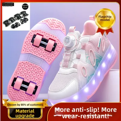 KUOBURENSHENG | Detachable LED Roller Skates Girls Sports Shoes