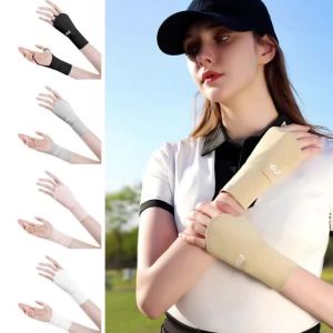 WRELS | Summer Half Finger Gloves Ice Silk Elastic Lightweight Golf Gloves Wrist Wristband Sun UV Protection Cycling Outdoor Gloves